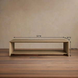 Mesa de Centro Nórdica Minimalista de Roble, Rectangular de 2 Niveles con Almacenamiento Abierto, Estilo Arhaus de Lujo, Juego de Mesa de Cóctel de Madera Clara - Product Image 6