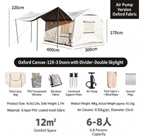 Nouvelle arrivée Tente gonflable en forme de maison Grande 12 ㎡   Tente de camping familiale pour 6 à 8 personnes, une pièce et un salon, pour l'extérieur
