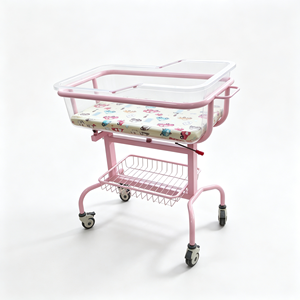 Culla Mobile per <span class=keywords><strong>Neonati</strong></span> da Ospedale, Inclinabile 13±5 Gradi, Rotazione a 360° °   Carrello per <span class=keywords><strong>Neonati</strong></span> con Sollevamento Pneumatico e Letto Visibile - Product Image 1