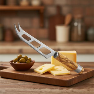 Cuchillo para queso Ksemesser de acero con hoja dentada y mango de madera para cortar queso duro - Product Image 3