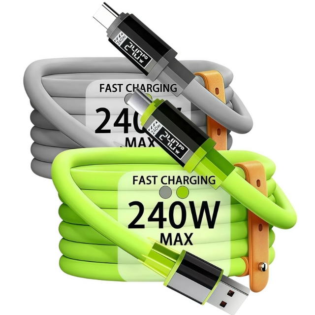 Ultra-Fast 240W High Power Silicone Digital Led Display Type C Fast Charging Cable 6a With E Marker Chip for Laptop Phone
