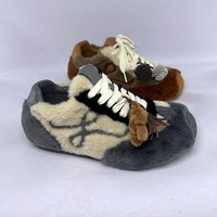 Nouvelles chaussures plates d'hiver en fourrure à lacets et brides croisées, style Forrest Gump, en cuir sportif pour femme, doublure en cuir, antidérapantes