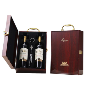 Handmade High Quality Wooden Wine Box Piano Finish 2 Bottles Paint Capacity Wholesale Custom Empty Wood Tequila Whisky Champagne
