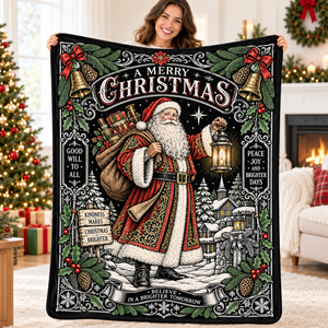 Christmas Pattern Santa Claus <b>Flannel</b> Throw Blanket with Markers Washable Reusable Home Decor Winter Classic Style - Product Image 3