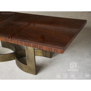 Exclusive Design Customized Antique Dining <b>Table</b> Stainless Steel Luxury Bronze Base <b>Wooden</b> <b>Top</b> Dining <b>Tables</b> UP-5-1 Dining <b>Table</b> - Product Image 4