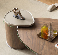Table basse ovale de style antique, design créatif minimaliste, table centrale en bois pour la maison, table de salon avec rangement, table à thé