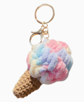 Porte-clés en peluche coloré en forme de crème glacée, breloque de sac 3D douce, pendentif de dessin animé, cadeau