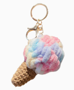 Porte-clés en peluche coloré en forme de crème glacée, breloque de sac 3D douce, pendentif de dessin animé, cadeau - Product Image 1
