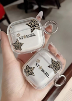 Étui pour écouteurs Leopard Star STARGIRL en TPU transparent peint aux UV, antichoc, avec porte-clés pour écouteurs sans fil R6