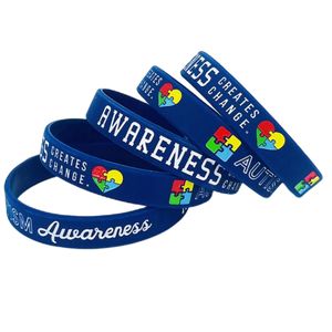 สร้อยข้อมือการให้ความรู้ออทิสติกคําเตือนทางการแพทย์ที่เต็มไปด้วยหมึกเนื้อหลากสีพร้อมสายรัดข้อมือกีฬาซิลิโคนสีสันสดใส - Product Image 3
