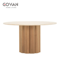Table à manger ronde scandinave avec pieds en bois de frêne et plateau en marbre, écologique, pour usage domestique et commercial