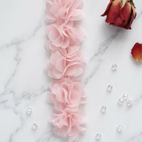 Fleur en dentelle de mousseline colorée de 5 cm, broderie pour vêtements, chapeaux de mariage, décorations, chaussures, accessoires faits main DIY