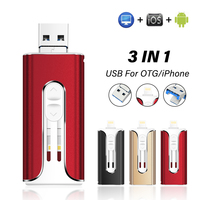 3 en 1 Otg teléfono inteligente Usb Flash Dive metal pull-push Usb 2,0 Memory Stick Key Phone Pendrive con logotipo personalizado