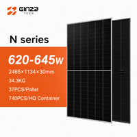 Panneau solaire monocristallin Ginza 650W à double vitrage, 144 cellules, IP68, module PV haute efficacité pour systèmes commerciaux connectés au réseau