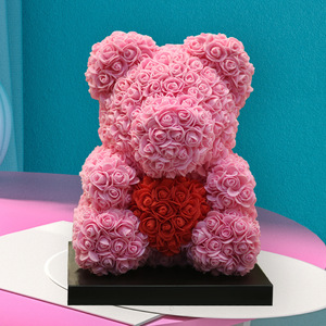AliExpress-Flor de espuma de 40cm, oso rosa de PE, corazón de 40cm, regalo de San Valentín - Product Image 3