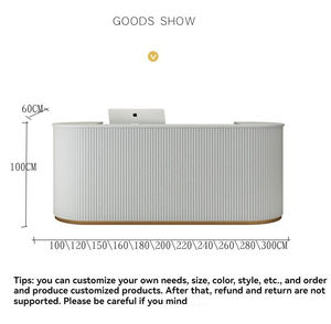 Luxo moderno Customizável MDF Recepção <span class=keywords><strong>Desk</strong></span> para Hotéis Spa Nail Salons Edifícios de Escritório; Madeira por atacado Mobiliário Frente - Product Image 4