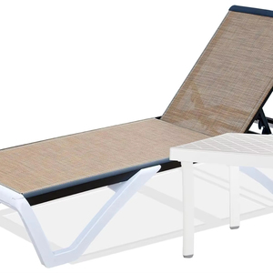 <span class=keywords><strong>Tumbona</strong></span> ajustable de aluminio para exteriores junto a la piscina, <span class=keywords><strong>tumbona</strong></span> de plástico para todo tipo de clima con mesa para cubierta de césped o patio trasero - Product Image 1