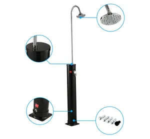 20L Black Freestanding Integrated PVC Pool Beach Outdoor Garden Solar Shower Column Kit Garden Shower Tower