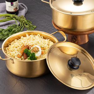 Grande marmite à ramen classique en acier inoxydable avec couvercle, ustensile de cuisine pour soupes de nouilles instantanées, idéal pour une utilisation en cuisine. - Product Image 6