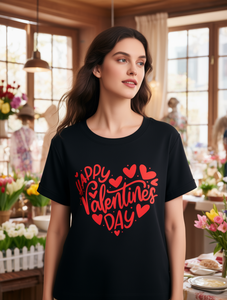 Camicetta casual da donna a maniche corte, girocollo, con stampa a cuore, vestibilità ampia, top primaverile/estivo in tessuto lavorato a maglia - Product Image 2