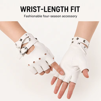 Gants demi-doigt pour femmes et filles, en Faux cuir, avec Rivets Punk, gants sans doigts, Costume de Performance