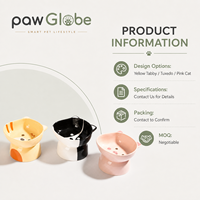 Vente en gros, faible MOQ, gamelle pour chat en céramique inclinée et surélevée, design mignon, gamelle d'alimentation pour animaux de compagnie, logo personnalisé, marque privée, fourniture OEM ODM