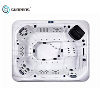 Baignoire Spa Balnéo de Massage Sunrans de Luxe, Jacuzzi Extérieur Économe en Énergie Balboa avec Systèmes d'Eau Salée pour 8 Personnes