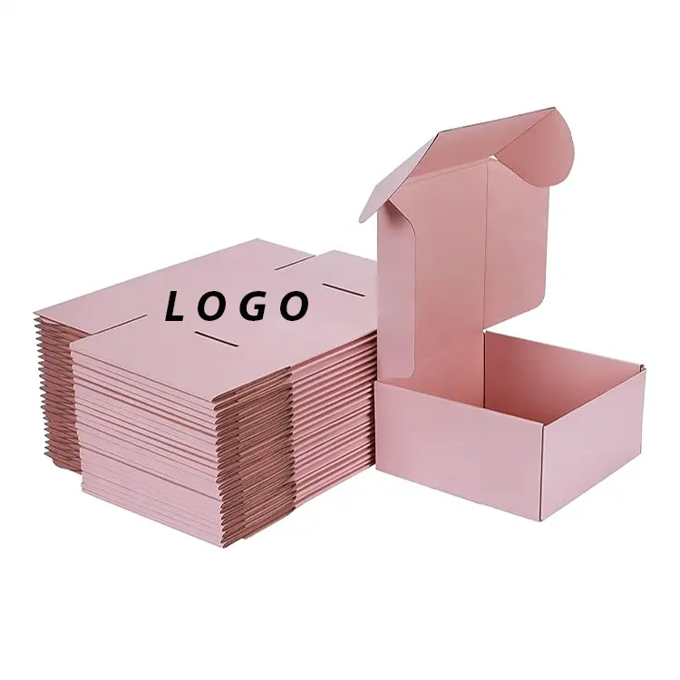 Barato Grande Rosa Impresso Caixa De Papelão Embalagem Mailer Apparel Box Caixa De Transporte Personalizado Ondulado com Logotipo Para Pequenas Empresas