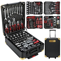 Meilleure vente transfrontalière : Coffret d'outils de réparation automobile en acier au carbone, 187/399 pièces, avec clé à cliquet et douilles rapides