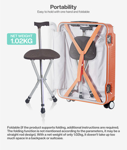 Складной легкий регулируемый телескопический 3 фута Портативный Нескользящий Резиновый тростник складной стул для ходьбы трость с сиденьем - Product Image 6