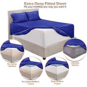 Juego de Sábanas Azul Rey para Cama Matrimonial, 3 Piezas, 100% Algodón Satinado, 800 Hilos, Resistente a la Decoloración, para Uso Doméstico - Product Image 2