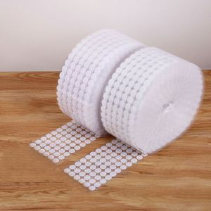 Crochet et boucle adhésifs ronds noirs et blancs, fixation personnalisée, autocollant en nylon à points de 10 mm, adhésif puissant - Product Image 1