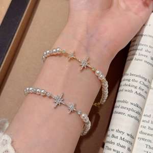 Pulsera <span class=keywords><strong>de</strong></span> Eslabones con Cuentas, Perlas y Estrellas, Estilo Bohemio <span class=keywords><strong>de</strong></span> Hada, Joyería <span class=keywords><strong>de</strong></span> Lujo Ligero y Sencillo para Mujer, Inspirada en las Explosiones del <span class=keywords><strong>Libro</strong></span> Blanco Pequeño - Product Image 5