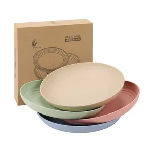 Kitchen Wheat Straw Dinnerware Set Tuoda Unbreakable Sustainable Eco-friendly Kitchen Plates Dinnerware 10 Inch Wheat Straw Coloured Plate Set