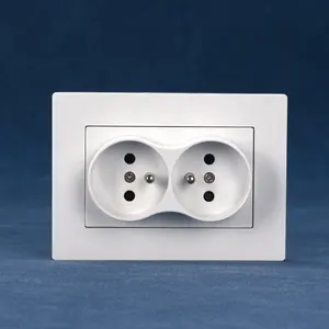 Package Customization Available European Standard Flames Retardant PC Panel Electrical Power French Type Wall Socket 120*86 Size
