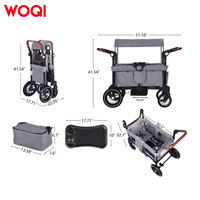 Chariot pliable tout-terrain WOQI en fer pour 2 enfants, chariot de courses avec auvent, poignées réglables, siège haut et organisateur