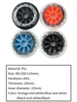 Patins à roulettes de vitesse en ligne RS à haute élasticité 85A en PU avec roues de 90, 100, 110 mm, haute résistance à l'usure