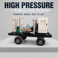 Nouvelle Pompe de Nettoyage par Hydrojet Portable, Machine de Nettoyage à l'Eau de Qualité Industrielle 480 bars 7000 psi 55 kW, Remorque de Nettoyage à l'Eau