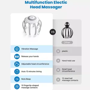 HEZHENG 2023 nuevo diseño de masajeador de cabeza de pulpo inalámbrico con masajeador de alivio de tensión muscular recargable con música