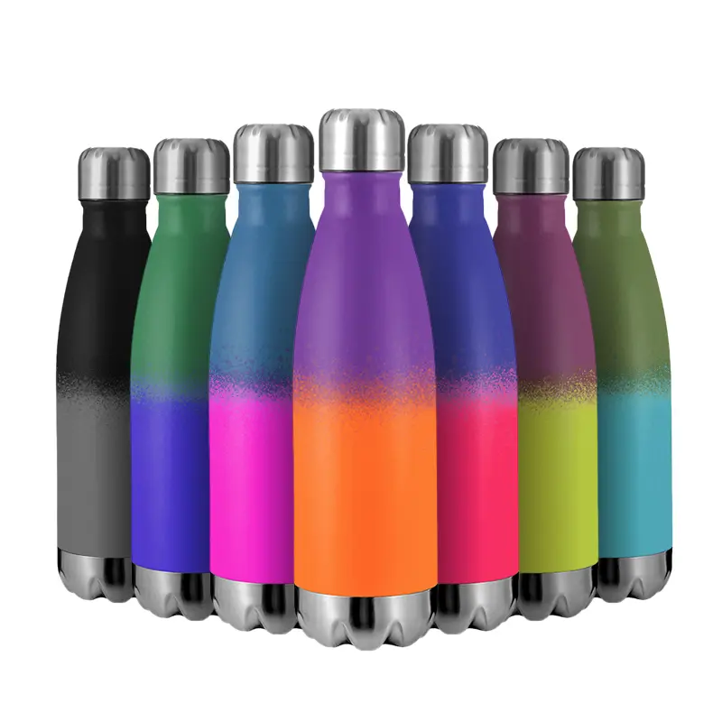 Everich water transfer stainless steel cola bottle thermos drinking metal bottle cola shape with sports lids metal lid
