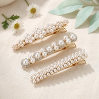 Barrette à cheveux pour filles, style 'Sweet Girls', en alliage orné de strass et de perles, avec motifs feuille, ailes et perles, type bec de canard, pour le front ou latérale