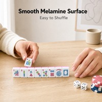 Jeu de Mahjong Classique Rose en Mélamine, 166 Pièces, Tuiles Gravées de 1,2 Pouce avec Impression UV, Boîte Cadeau, Jeu Robuste pour Adultes