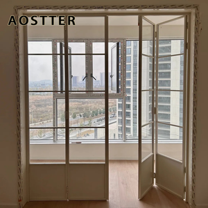 <span class=keywords><strong>Porte</strong></span> coulissante pliante accordéon en aluminium à double vitrage, à rupture <span class=keywords><strong>de</strong></span> pont thermique, style français, blanc, AOSTTER NFRC AS2047 - Product Image 5