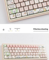 Keycaps Rose Porc au design de dessin animé laiteux et mignon, profil carré, sublimation par transfert, universels, emballés en boîte, fabriqués en Chine.