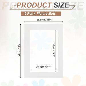 S&amp;L 15x10 &amp; 12x8 Rectangle Paper <strong>Photo</strong> Mat Board 6-Pack Precut Acid-Free White Core for Picture <strong>Frames</strong> &amp; Art Displays - Product Image 2