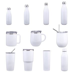 Gobelets isothermes fins en acier inoxydable de 20 oz (600 ml) vierges, personnalisables en usine, pour sublimation, avec couvercle et paille - Product Image 1