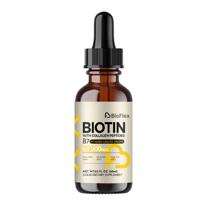 Gocce Liquide per la Crescita dei <span class=keywords><strong>Capelli</strong></span> con Biotina e Collagene OEM, 60000mcg, per Pelle Luminosa e <span class=keywords><strong>Unghie</strong></span> Forti, <span class=keywords><strong>Integratore</strong></span> Vitaminico B7 - Product Image 1