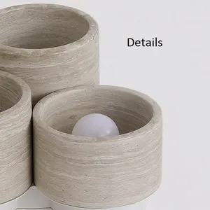 Nordic3-head LED Surface Downlight AC Metal Stone Cover Postmodern Home Slaapkamer Gang Balkon Hotel Wabi Sabi Travertijn - Product Image 6