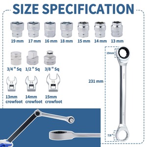 15-Piece ô tô cờ lê công cụ thiết lập Kit có thể điều chỉnh 13mm 19mm quán tính tensioner ròng rọc ratcheting Serpentine Đai cờ lê - Product Image 2