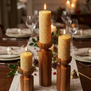 Portavelas de Madera Ecológico Personalizado, Cilindro para Velas de Té, Hecho a Mano con Impresión Tipográfica para Hogar, Bodas, Navidad - Product Image 1